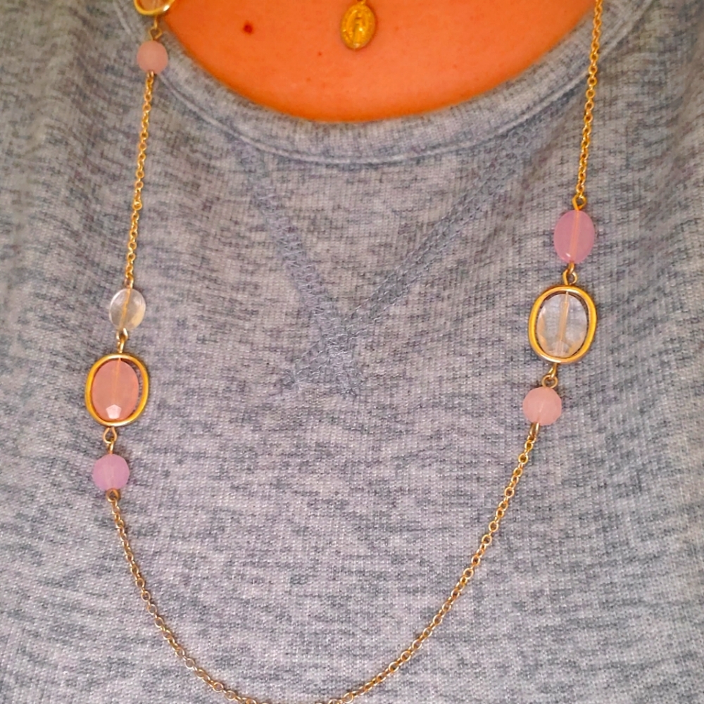 Ladies long purple fashion necklace